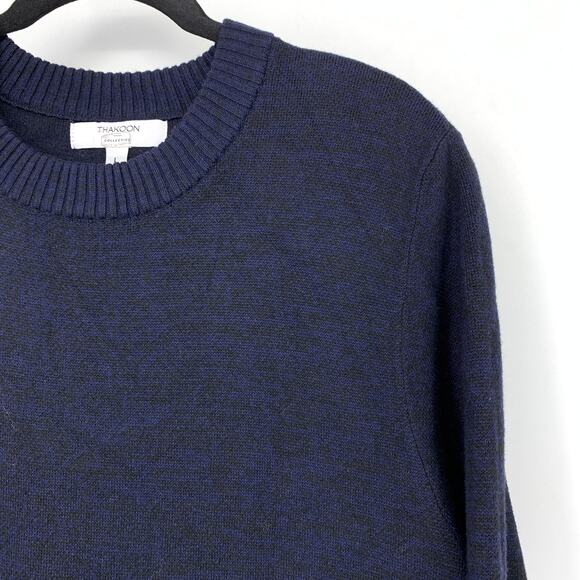 Thakoon Collection Asymmetric Lace Sweater Dress Sz L Navy Black Long Sleeve - Picture 3 of 6